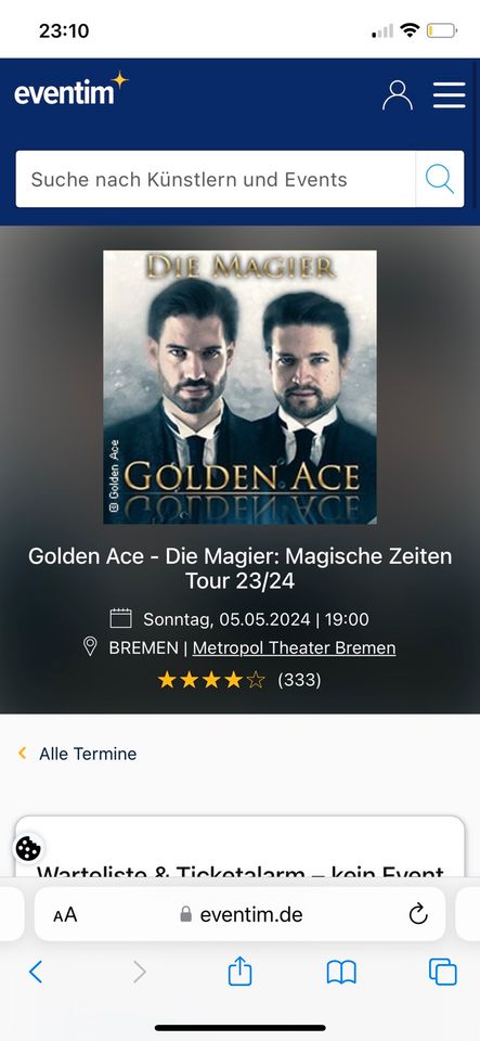 Zwei Tickets Magier Show „Golden Ace“ im Metropol Bremen in Bremen