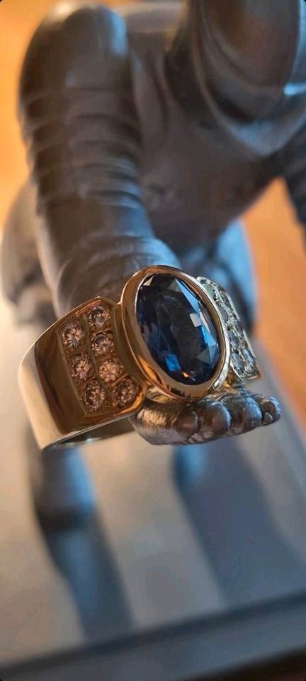 18K Gold Ring Saphir Brillanten WERT 13210,- Euro Diamanten in Horn-Bad Meinberg