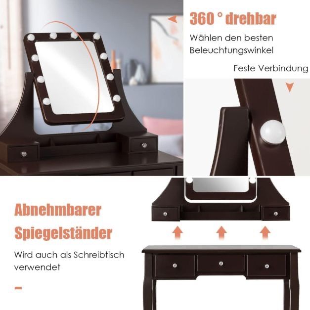 Schminktisch mit Hocker, Braun, 149€* in Köln