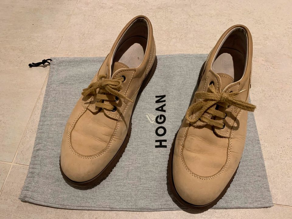 Hogan Sneaker Velourleder Gr. 9 1/2 beige in Düsseldorf