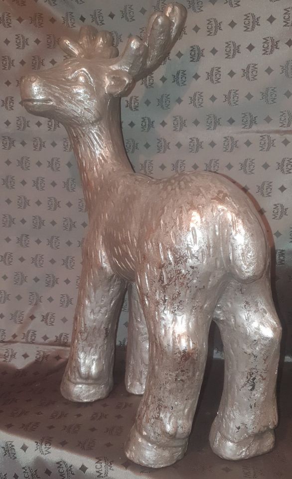Rentier Ren Hirsch XXL Silber Weihnachten Krippe Leichtbeton in Berlin