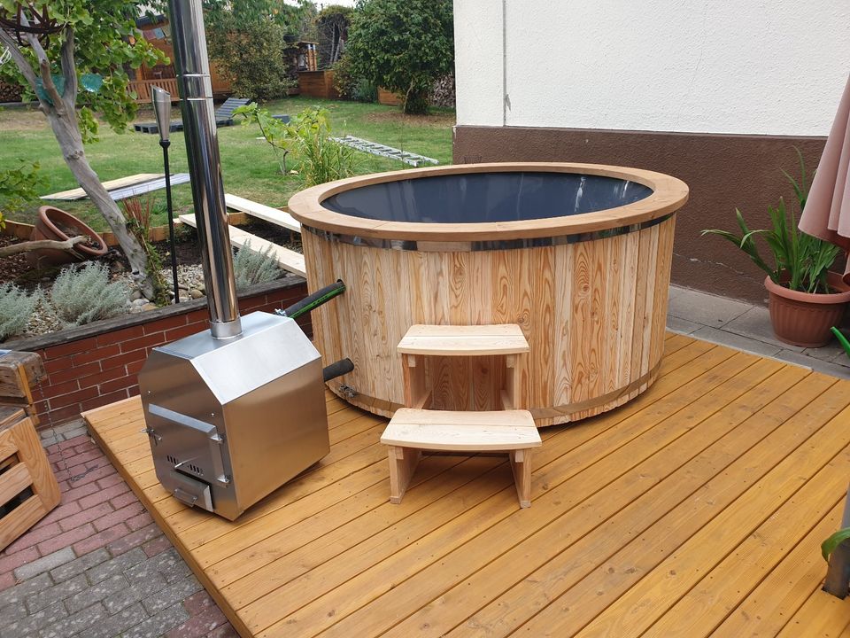 Whirlpool Badezuber mit Außenofen GFK komplett Set Hottub 200 Ø in Hüllhorst