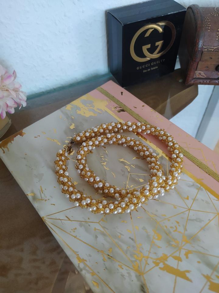 Perlenkette Halskette Kette gold weiß elegant Schmuck Armband in Haan