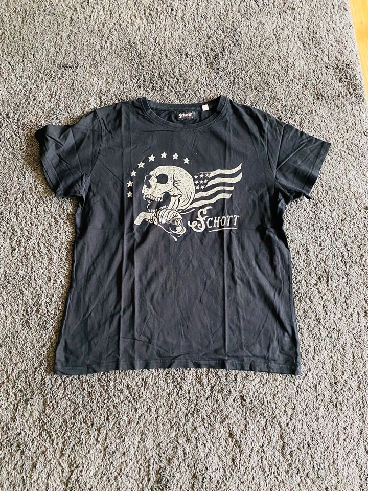 Schott NYC T-Shirt Herren Kurz Größe XL Weiß Schwarz Männer in Erfurt