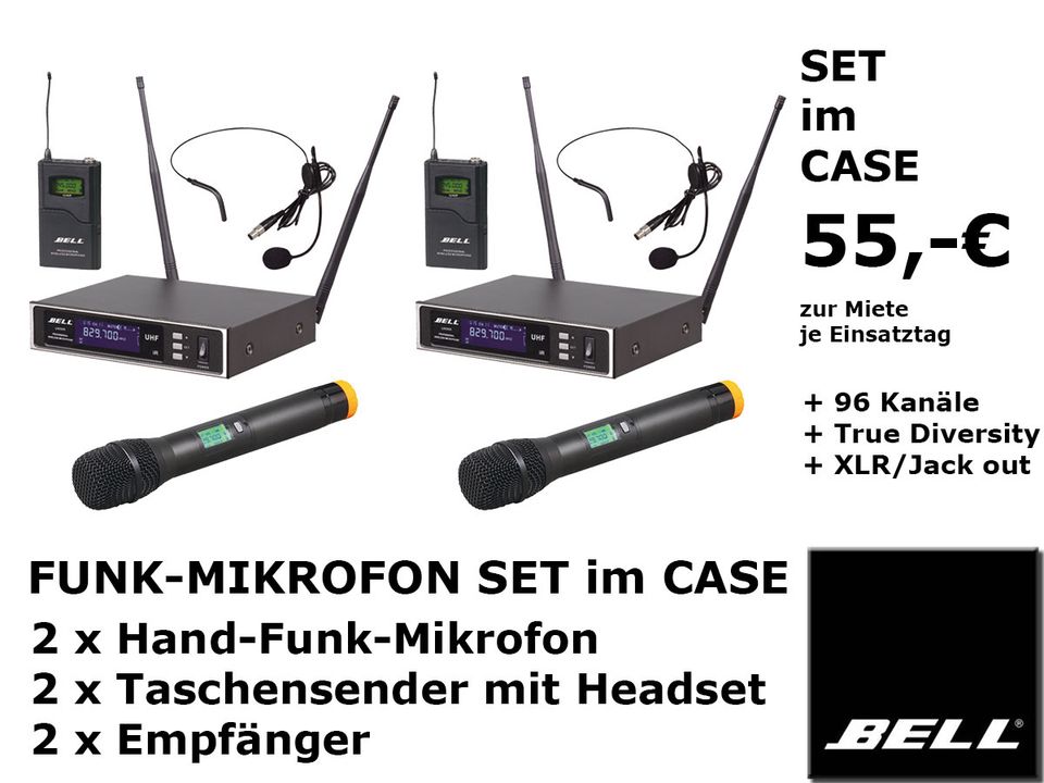 Tontechnik Verleih: Funkmikrofon, Funkstrecke, Headset, Mikrofon, Soundboks, Nebelmaschinen, Musikanlagen, PA-Anlagen, Pioneer DJ Controller, Mixer, Powerstation /// Mieten / Verleih in Berlin