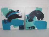 Acrylgemälde 2-teilig je 30x30cm Minimal Art, handgemalt, blau Saarland - St. Ingbert Vorschau