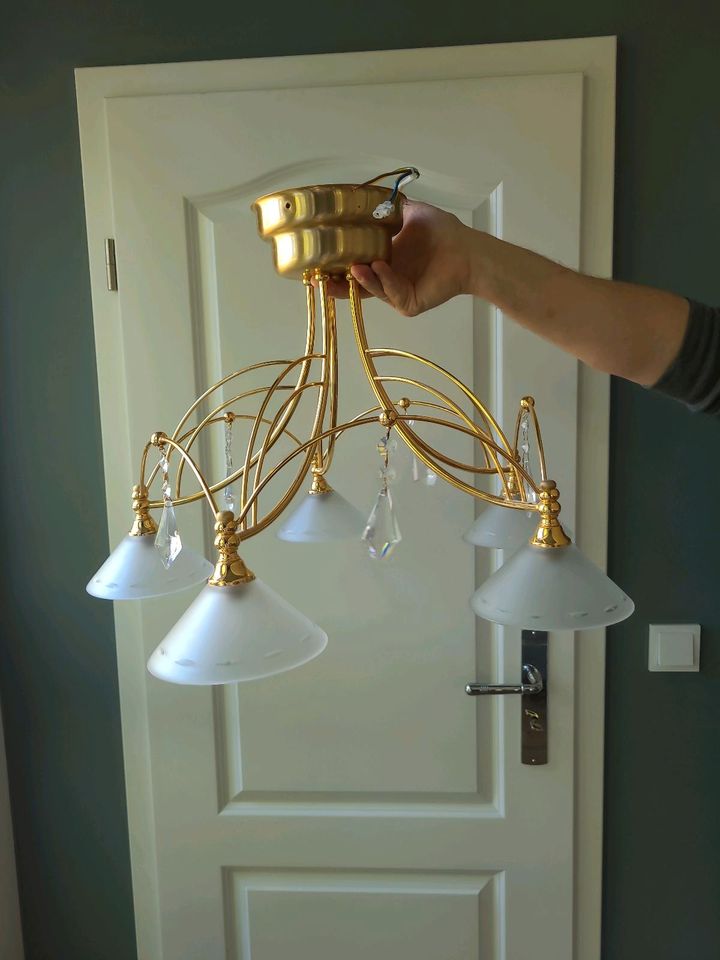 Deckenlampe Gold Metall mit Kristall Leuchter in Rosengarten