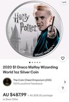 Harry Potter Silbermünze Draco Malfoy Hessen - Bad Emstal Vorschau