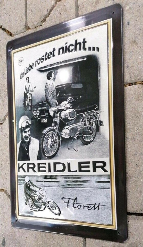 Kreidler Florett Moped - Motorrad, geprägtes Retro Blechschild