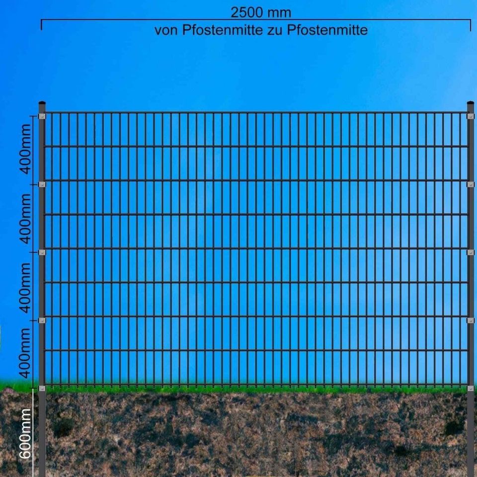 42,5m Doppelstabmattenzaun 2030 mm 6/5/6 Klemmplatten  Nr.162 in Brücken (Pfalz)