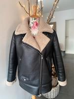 Lange warme Biker Piloten Jacke Leder Lammfell Look schwarz 42 Obersöchering - Reinthal Vorschau