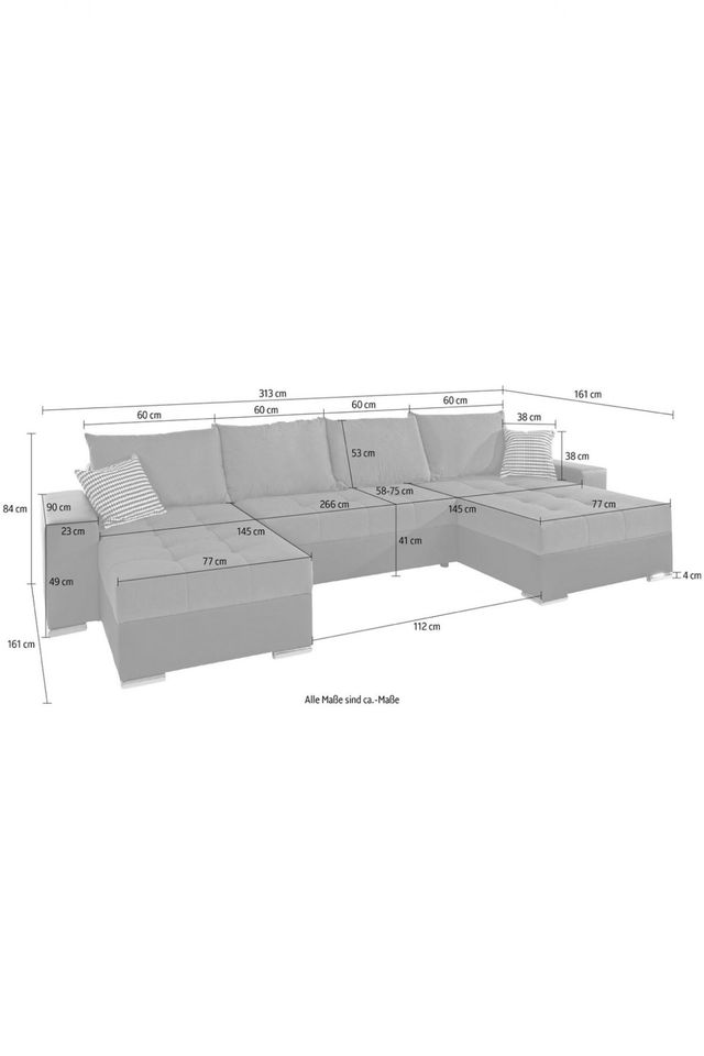 NEU-Sofa XXL Wohnlandschaft bettfunkton federkern 313 cm in Wietzen