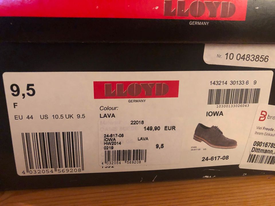 LLoyd Männer Schuhe Budapester IOWA Farbe Lava Gr. 44/ 9,5 in Bietigheim-Bissingen