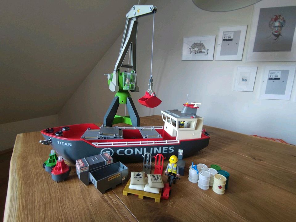 Playmobil Frachtschiff mit Hafenladekran in Datteln