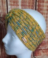 Stirnband mit Twist gestrickt HANDMADE gelb 75% Wolle Bayern - Hof (Saale) Vorschau