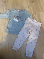 H&M Set 92 | Einhorn Pullover grau | Leggings rosa Glitzer Hessen - Hainburg Vorschau