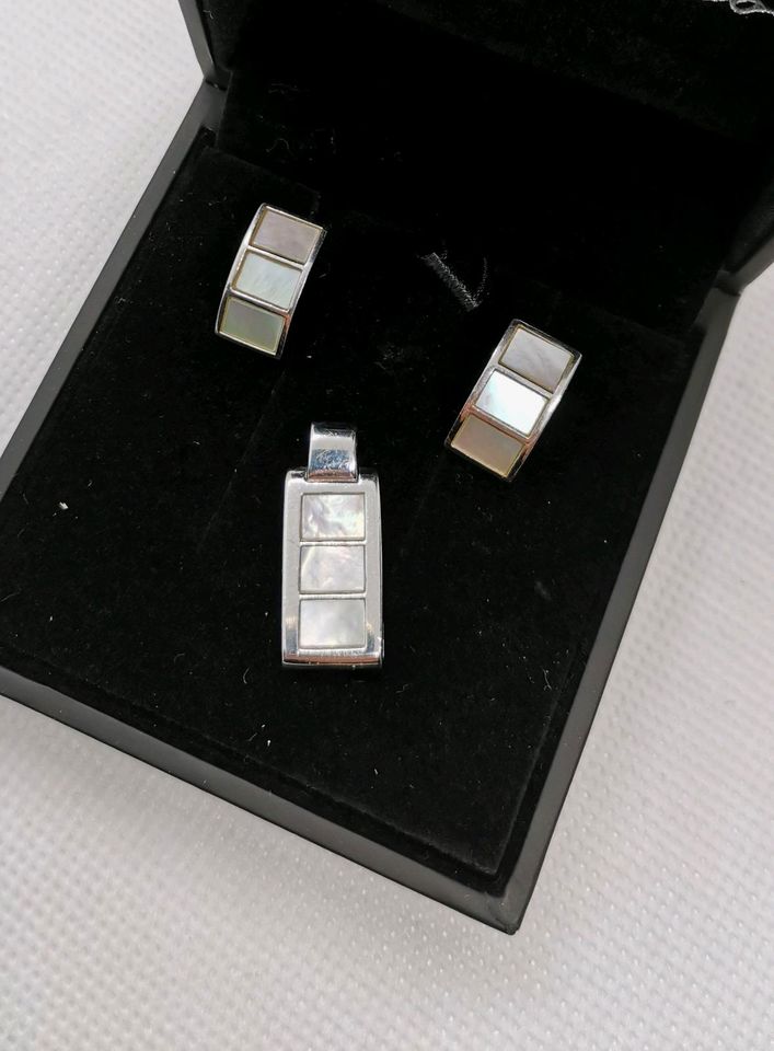 Schmuckset Perlmutt Tchibo 925 Silber Ohrstecker Anhänger in Immenreuth