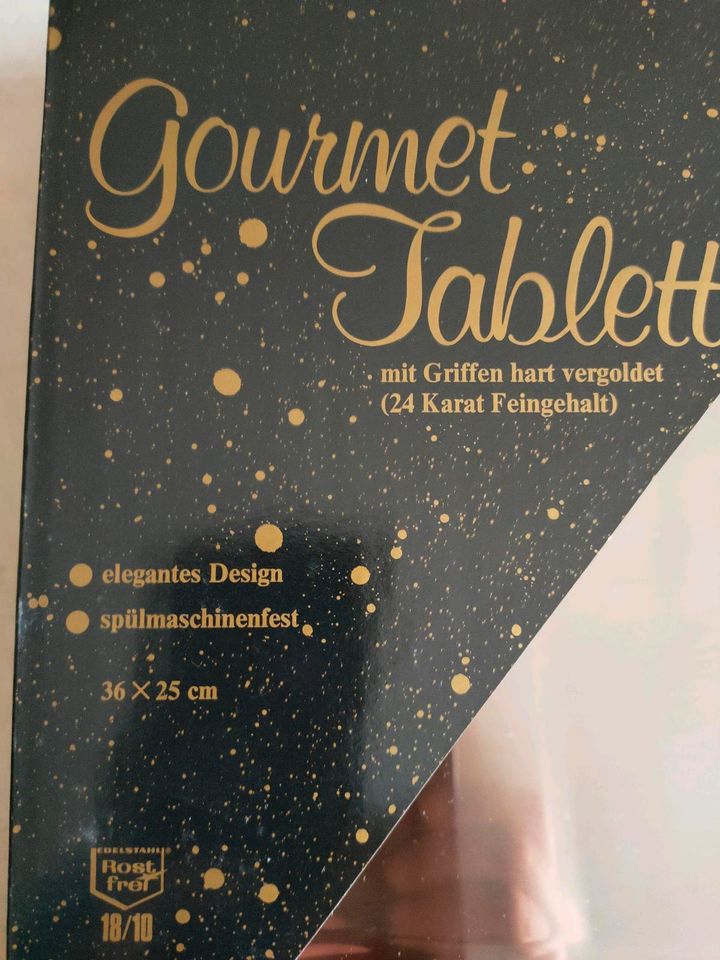 chg-Gourmet-Tablett, mit vergoldeten Griffen, OVP in Dörverden
