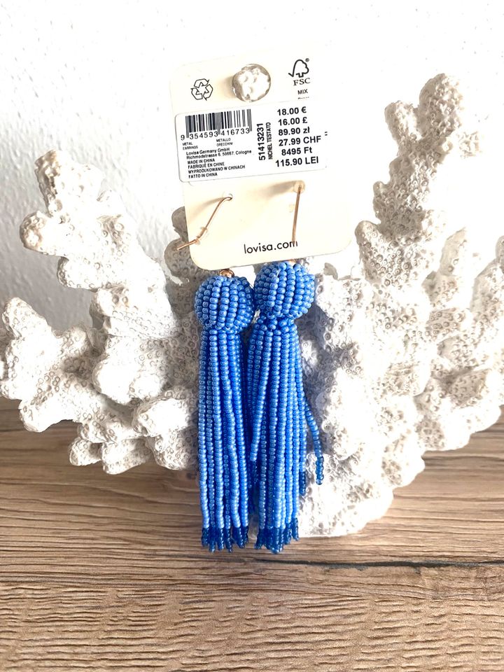 Lovisa Ohrringe Perlen french blue mittelblau neu in Reinthal