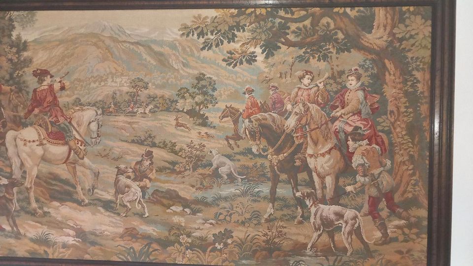 Großes gewebtes Wandbild Jagdszene in Erzhausen