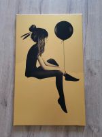 Bild auf Leinwand "Mädchen mit Luftballon" gold-schwarz West - Nied Vorschau