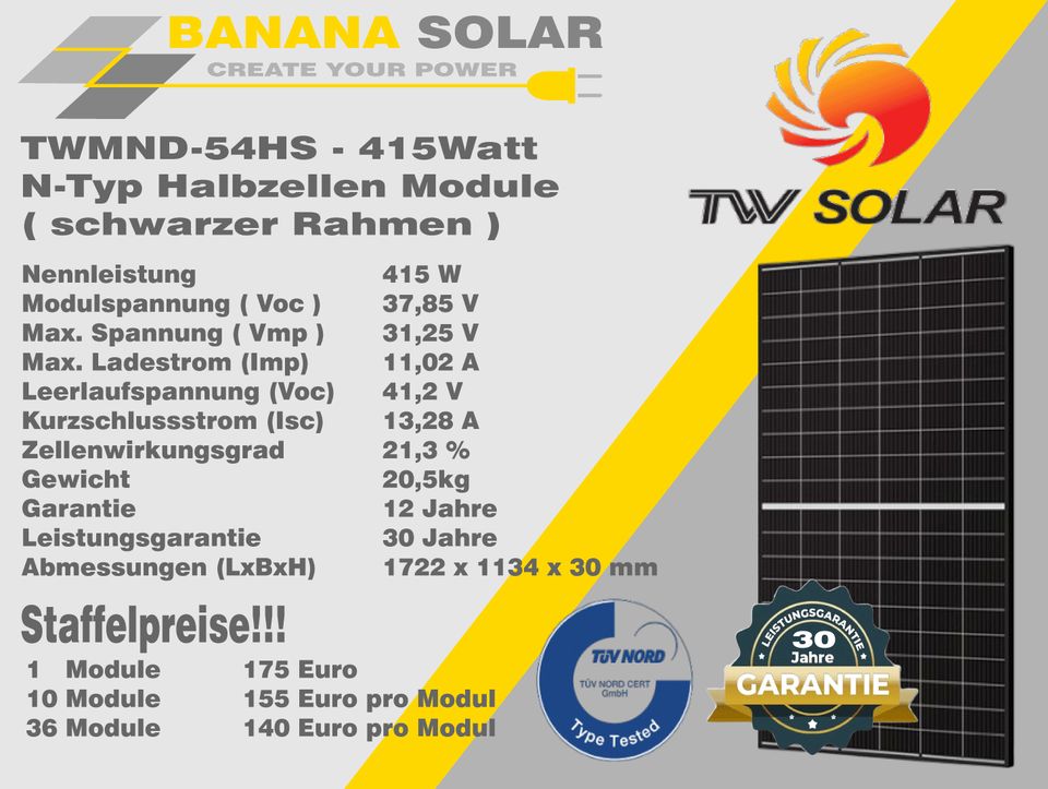 800 Watt Balkonkraftwerk inklusive Montage und Installation / Anschluss 4 x 405 Watt TW + Solis 1kW Wechselrichter in Grevenbroich