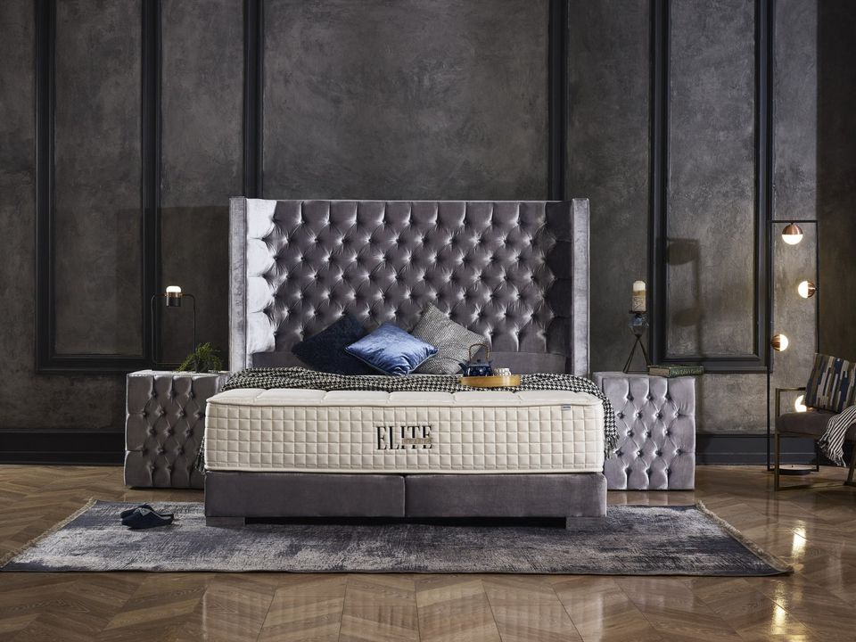 ⭐ Boxspringbett Edward 160x200 Grau/Silber Kingsize ⭐ Luxus Bett in München