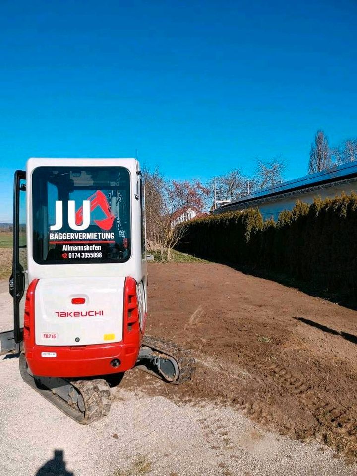 Minibagger Vermietung mieten Baggerarbeiten Baggervermietung in Nordendorf