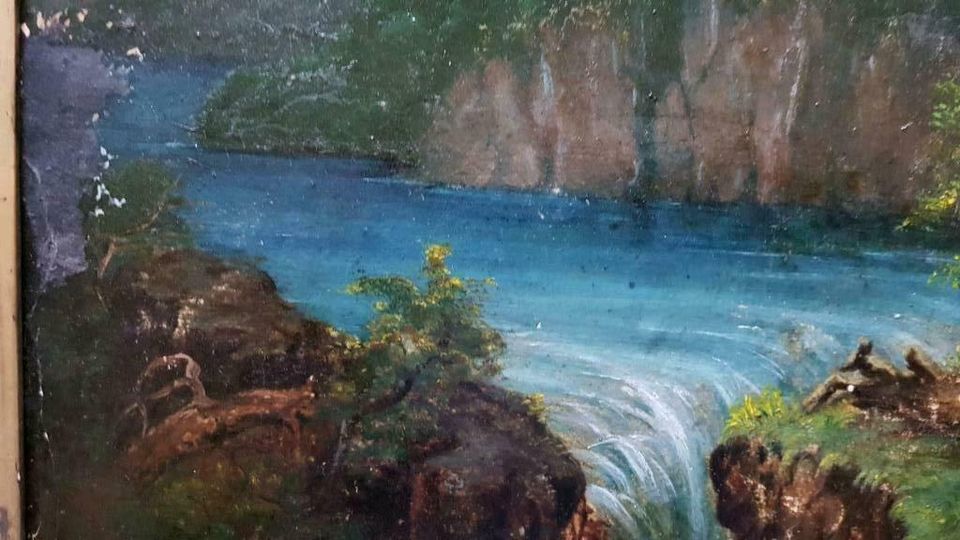 Antikes Gemälde wohl F. Wolff 1831-1895 Rheinfall Schaffhausen in Kyritz