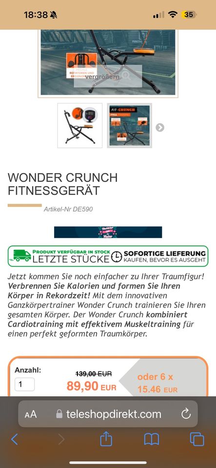 WONDER CRUNCH FITNESSGERÄT in Buch