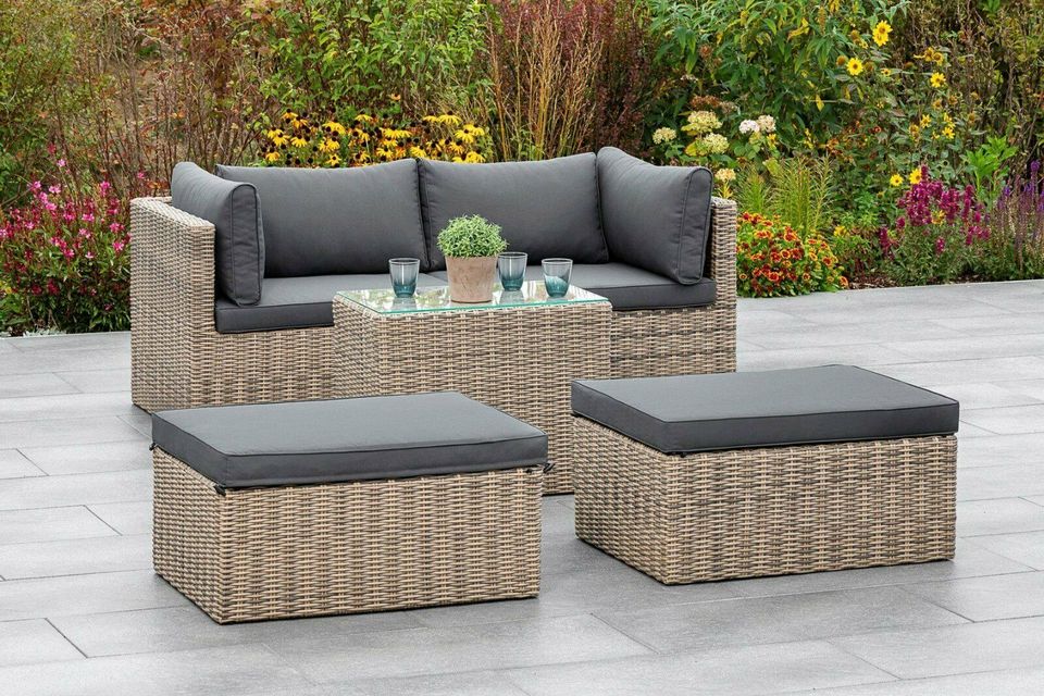 Merxx Relax Lounge Licosa Polyrattan naturgrau in Bad Segeberg