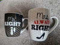 Becher für zwei :-) "Mrs & Mr Right" Kaffeetassen zur Hochzeit Niedersachsen - Osterholz-Scharmbeck Vorschau