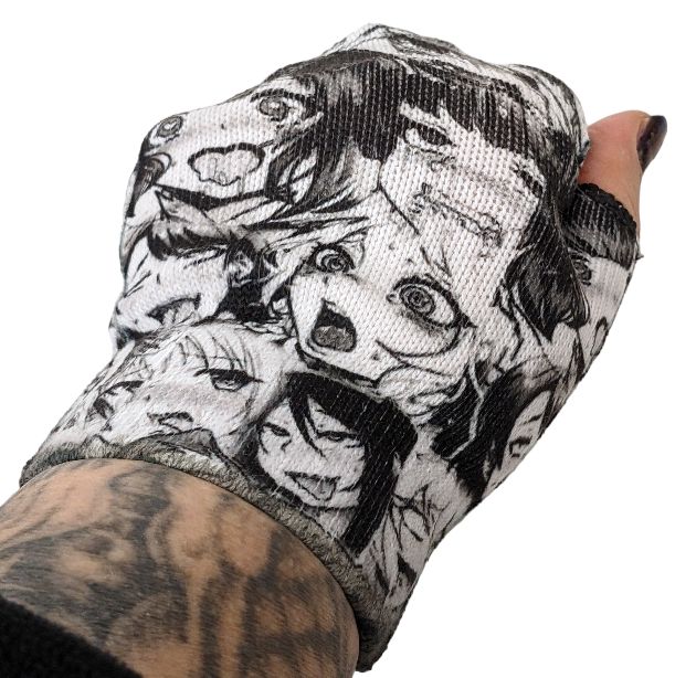 Manga Ahegao Motiv Handschuhe ❖ Manga Print ❖ Fingerlose Handschu in Leipzig