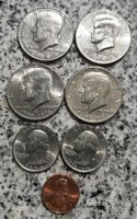 7 x US Dollar half, Quarter 1/2 1/4 und ein Cent Umlaufmünzen Rheinland-Pfalz - Dannstadt-Schauernheim Vorschau