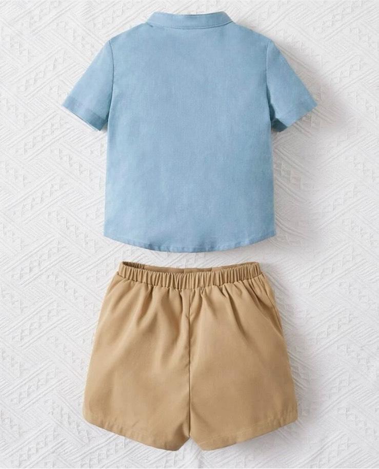 Hemd mit Shorts Set Junge blau/beige gr. 2-3 Jahre in Stadtoldendorf