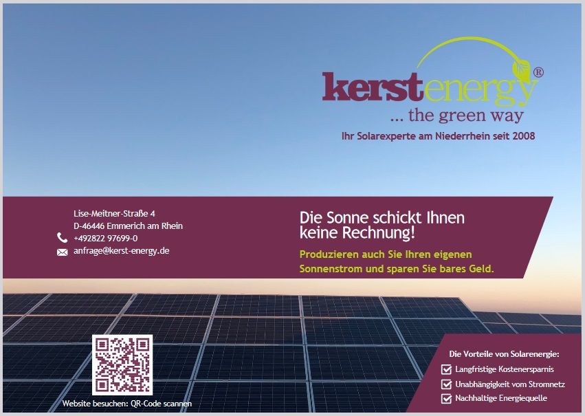 50 kW Photovoltaikanlage, komplette PV-Anlage, Solaranlage in Emmerich am Rhein