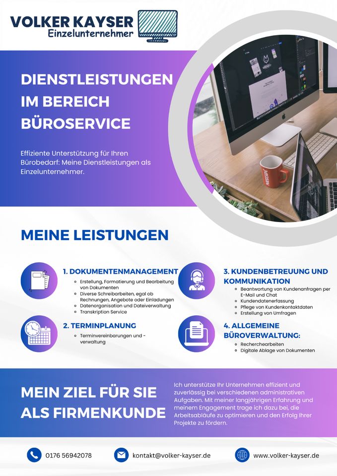 Dienstleistungen im Bereich Büroservice in Nürnberg (Mittelfr)