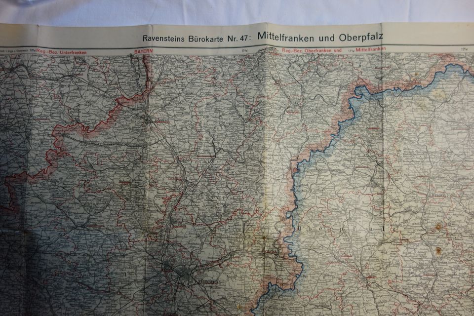 Straßenkarten von Ravenstein  Mittelfr und die Oberpf und Obbayer in Callenberg b Hohenstein-Ernstthal