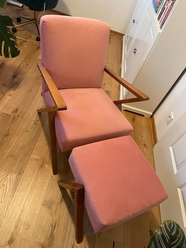 Sternzeit Retrostar Sessel und Hocker rosa Samt Vintage Retro in Leipzig