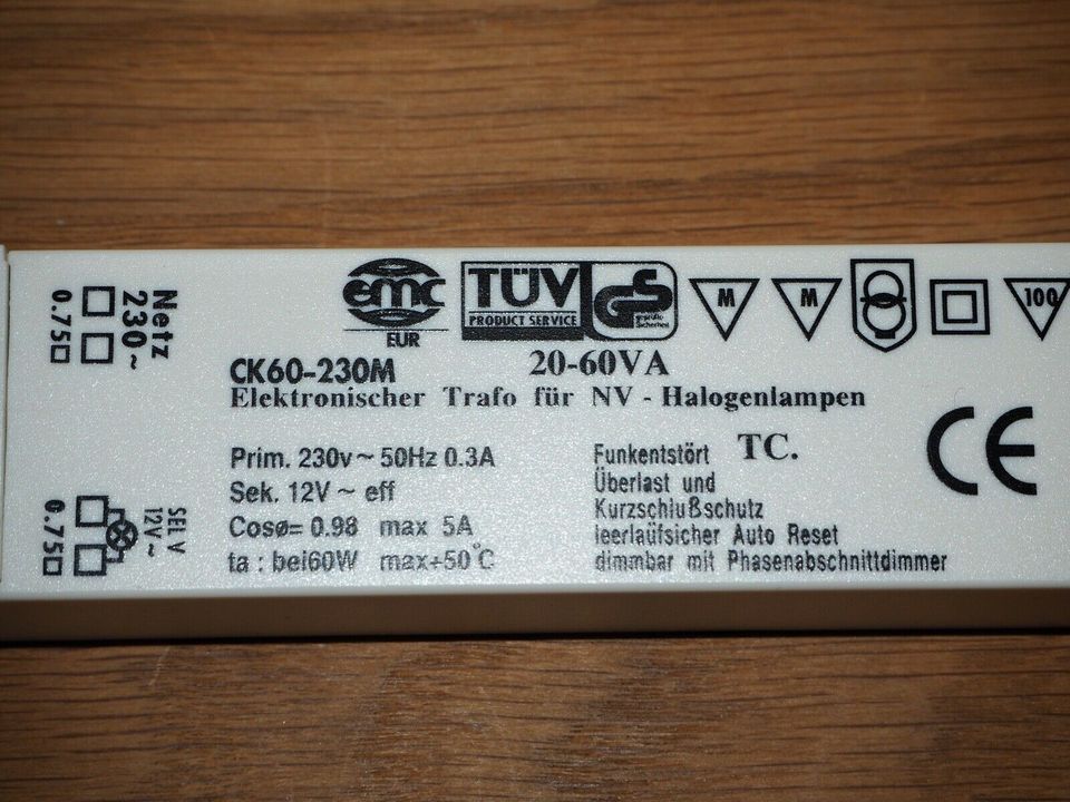 Elektr. Trafo für NV-Halogenlampen 20-60VA - CK 60-230M - OVP in Schwanstetten