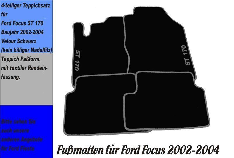 Fußmatten für Focus ST170 Autoteppiche SW / Grau Bj. 2002-2004 in Groß-Umstadt