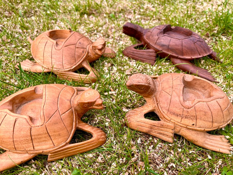 Schildkröte Holzschildkröte Aschenbecher Holz geschnitzt in Essen -  Essen-Werden