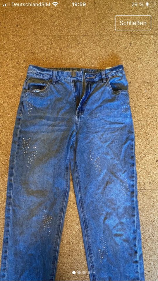 Jeans Hose Strass-Steine Verzierung Gr.152 neu in Zetel