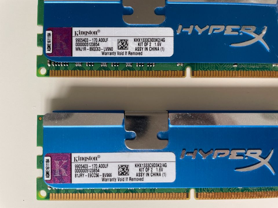 Arbeitsspeicher RAM HyperX Kingston DDR3 4GB (2x2GB) 1.6V in Rosdorf