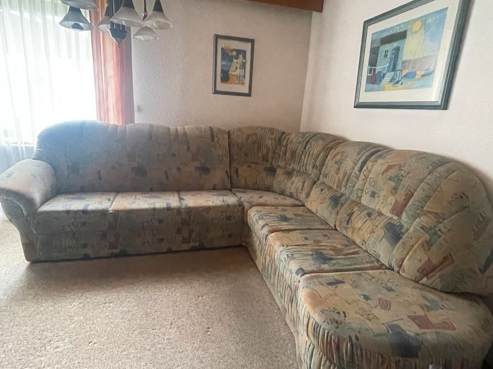 Wohnzimmer Sofa Eck- Couch groß 5er Hochlehner gepflegt in Hengersberg