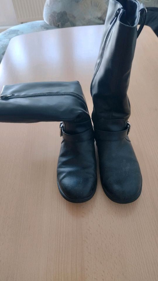 Mädchen Stiefel Größe 36 schwarz mit Reißverschluss, Knie hoch in Chemnitz