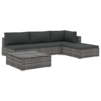 5-tlg. Garten-Lounge-Set mit Auflagen Poly Rattan Grau Bayern - Bad Kissingen Vorschau