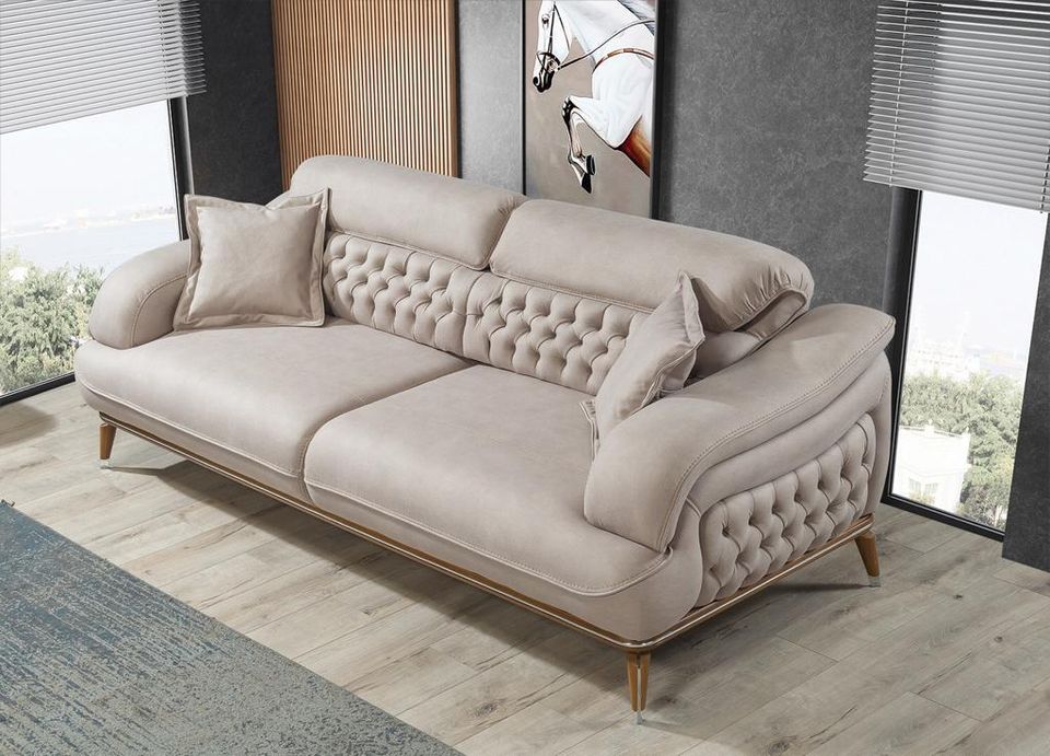 Wohnzimmer Sofa Set Dreisitzer Chesterfield Modern Sessel in Burgrieden