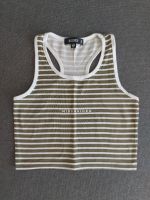 Neu missguided Crop Top Racerback Tank gestreift weiß khaki Nordrhein-Westfalen - Goch Vorschau