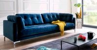 Sofa Samt Blau Edel mit Chromfüssen Neuwertig Bergedorf - Hamburg Lohbrügge Vorschau